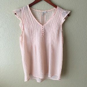 Elle Blush Pink Flutter Sleeve Button Tank Top